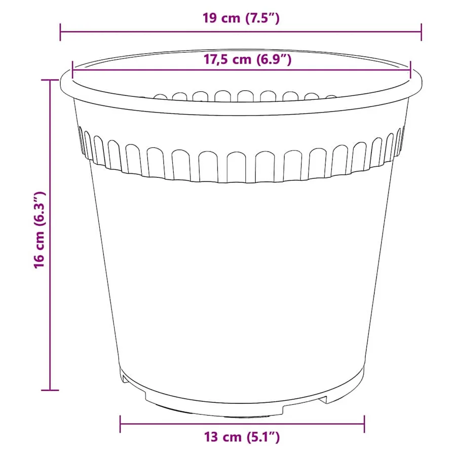 Pot à fleurs rond 6 pcs Rouge brique Ø 19 x 16 cm Plastique - 9