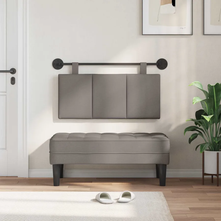 Tête de lit suspendue Taupe tissu - 3