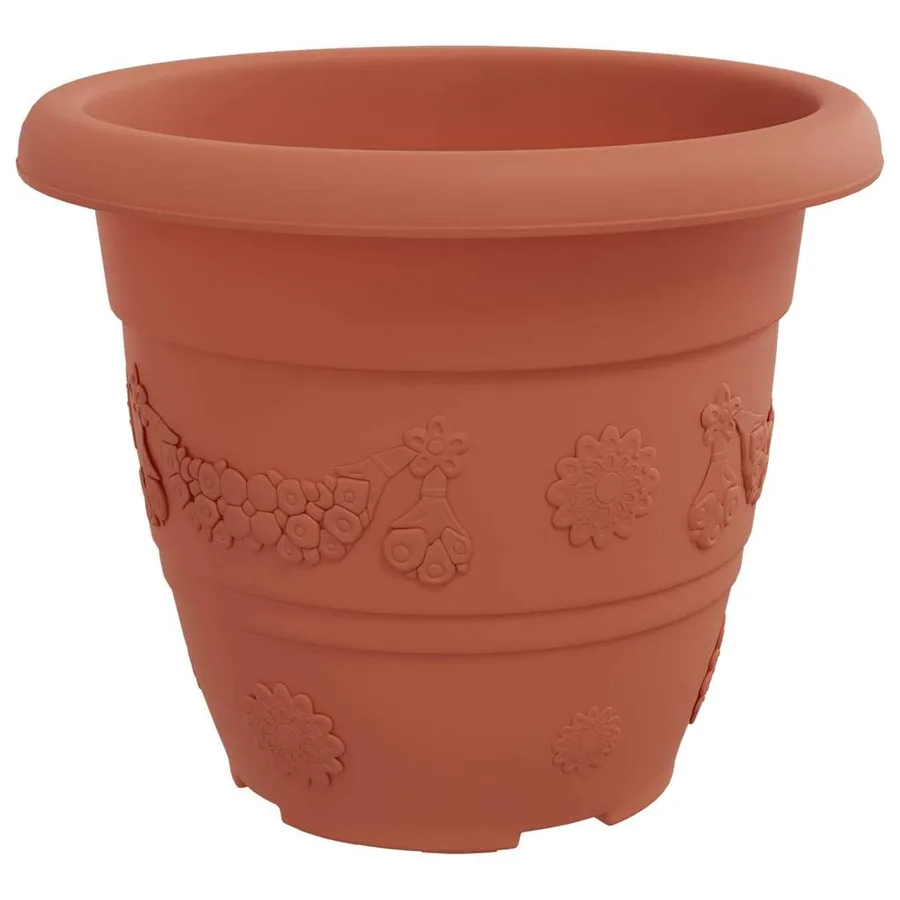 Pot à fleurs rond 6 pcs Rouge brique Ø 22 x 18 cm Plastique - 5