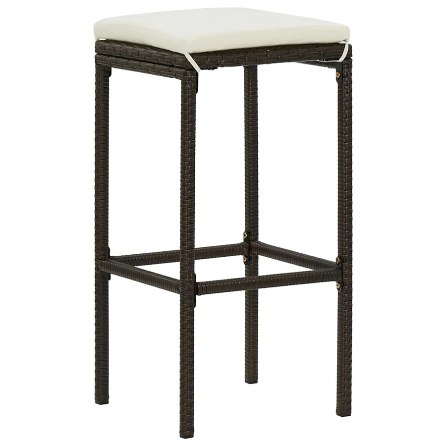 Tabourets de bar avec coussins lot de 2 marron résine tressée - 2