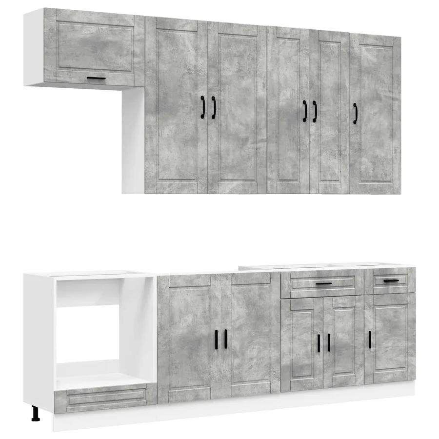 Unité de cuisine PORTO 8 pcs Gris béton Bois d'ingénierie - 2