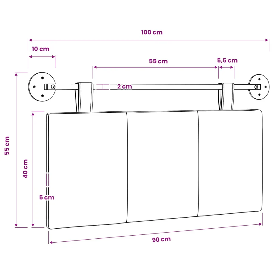 Tête de lit suspendue Crème Tissu - 11
