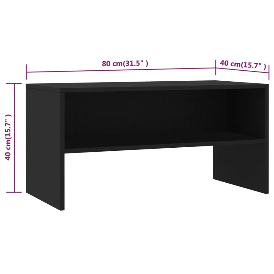 Meuble TV Noir 80x40x40 cm Bois d’ingénierie - 6