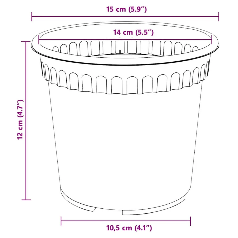 Pot à fleurs rond 6 pcs Rouge brique Ø 15 x 12 cm Plastique - 9