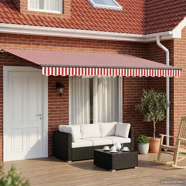 Auvent rétractable électrique Rouge et Blanc 4 × 3 m