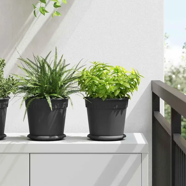 Pot à fleurs rond 6 pcs Noir Ø 19 x 16 cm Plastique