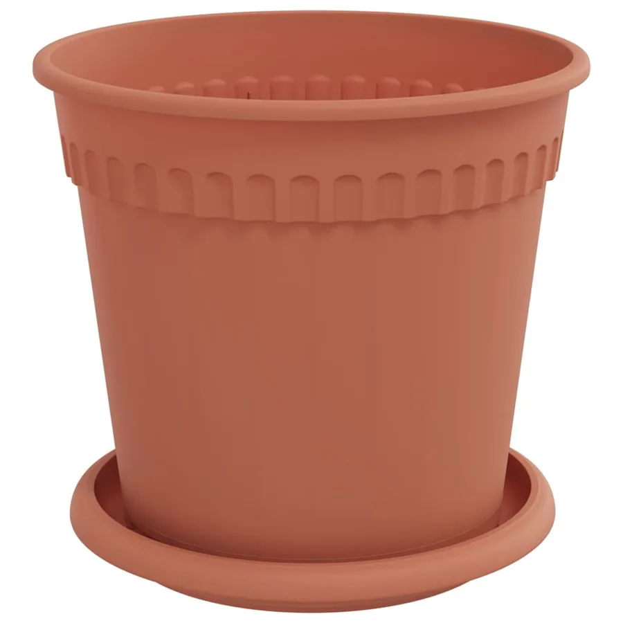 Pots de plantes 24 pcs Rouge brique Ø 17 x 14 cm Plastique - 5
