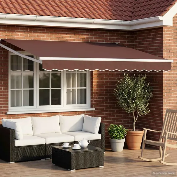 Auvent rétractable électrique Marron et blanc 3 x 2,5 m
