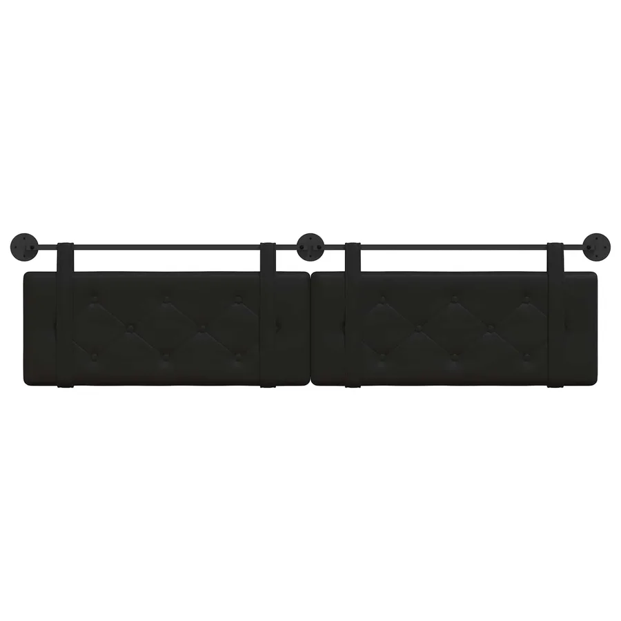 Tête de lit suspendue Noir Simili cuir - 5