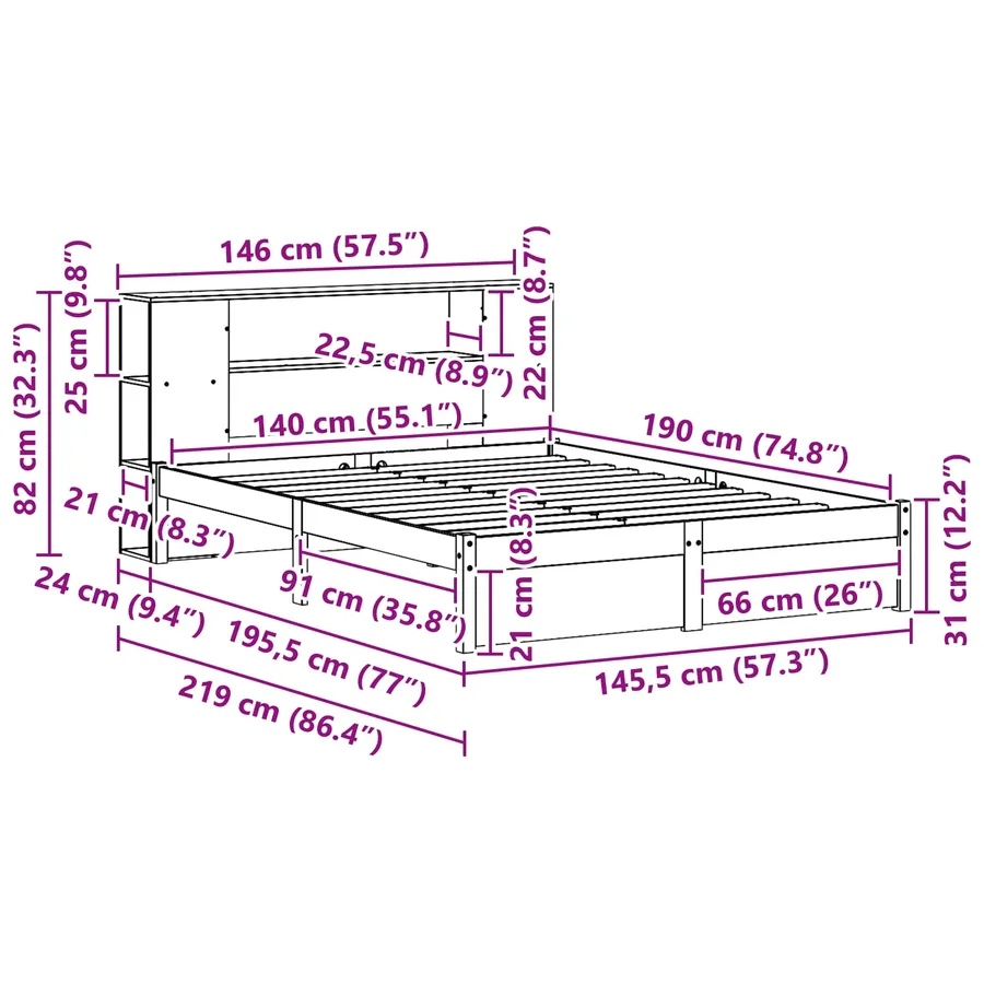 Cadre de lit avec tête de lit de rangement Cire marron - 10