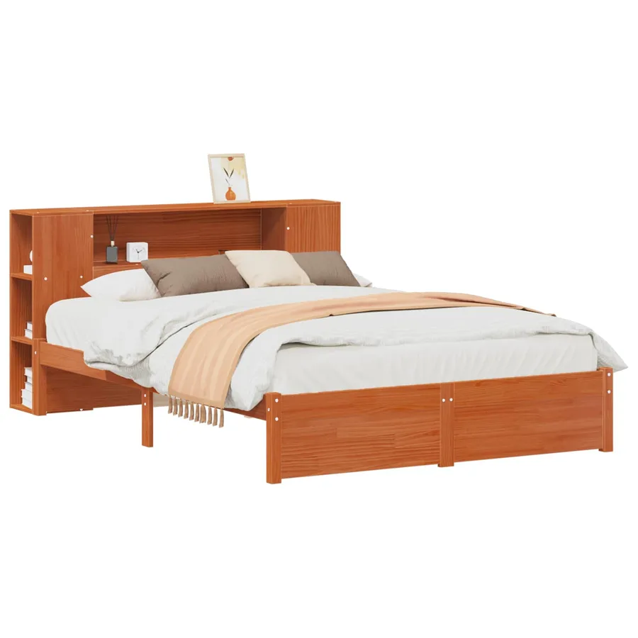 Cadre de lit avec tête de lit de rangement Cire marron - 2