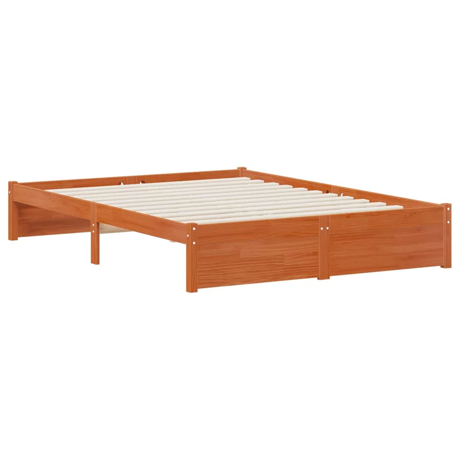 Cadre de lit avec tête de lit de rangement Cire marron - 3