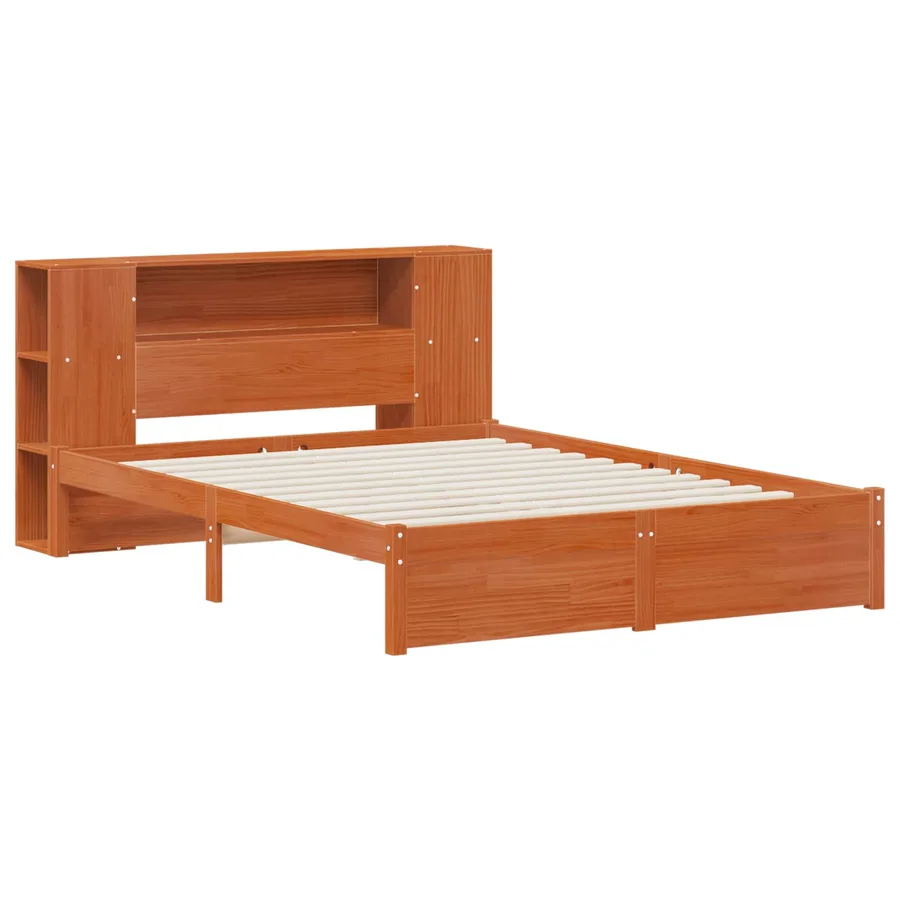 Cadre de lit avec tête de lit de rangement Cire marron - 5