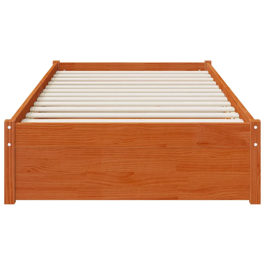 Cadre de lit avec tiroir 3 pcs Cire marron Bois de pin - 5