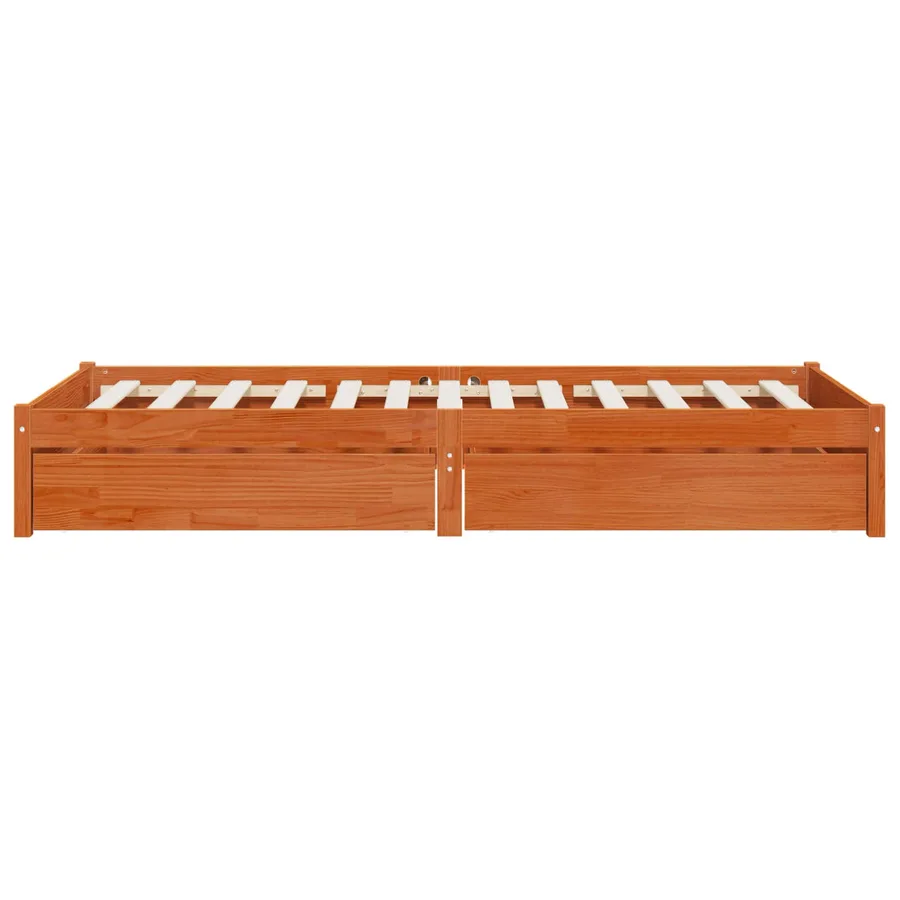 Cadre de lit avec tiroir 3 pcs Cire marron Bois de pin - 6