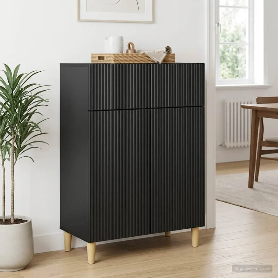 Buffet avec tiroir Noir 66 x 34,5 x 90 cm Bois d'ingénierie