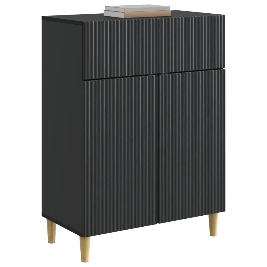 Buffet avec tiroir Noir 66 x 34,5 x 90 cm Bois d'ingénierie - 3