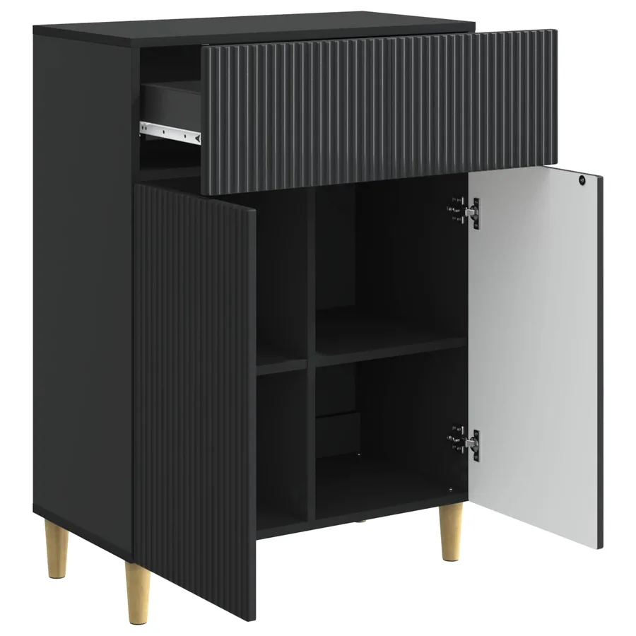 Buffet avec tiroir Noir 66 x 34,5 x 90 cm Bois d'ingénierie - 5