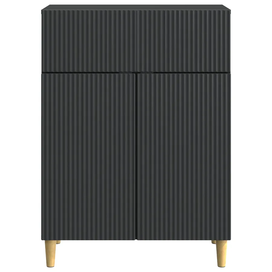 Buffet avec tiroir Noir 66 x 34,5 x 90 cm Bois d'ingénierie - 6