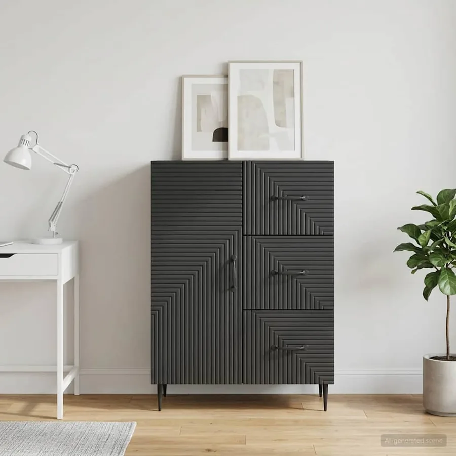 Buffet avec tiroir Noir 66 x 34,5 x 89,5 cm Bois d'ingénierie