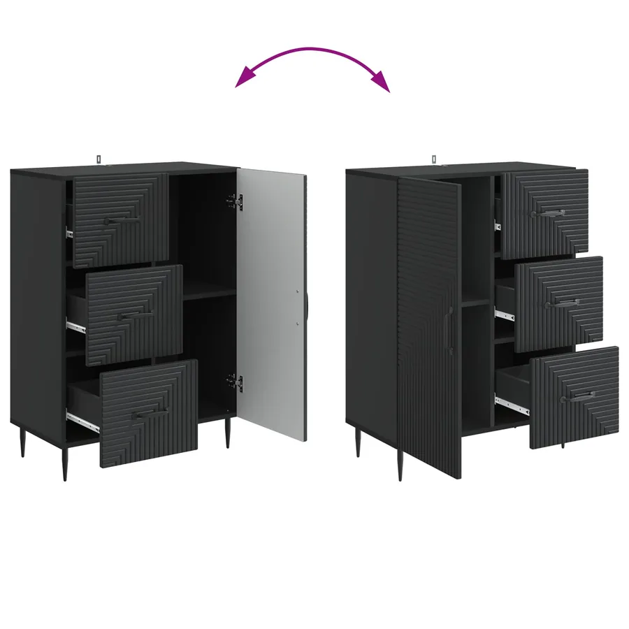 Buffet avec tiroir Noir 66 x 34,5 x 89,5 cm Bois d'ingénierie - 10