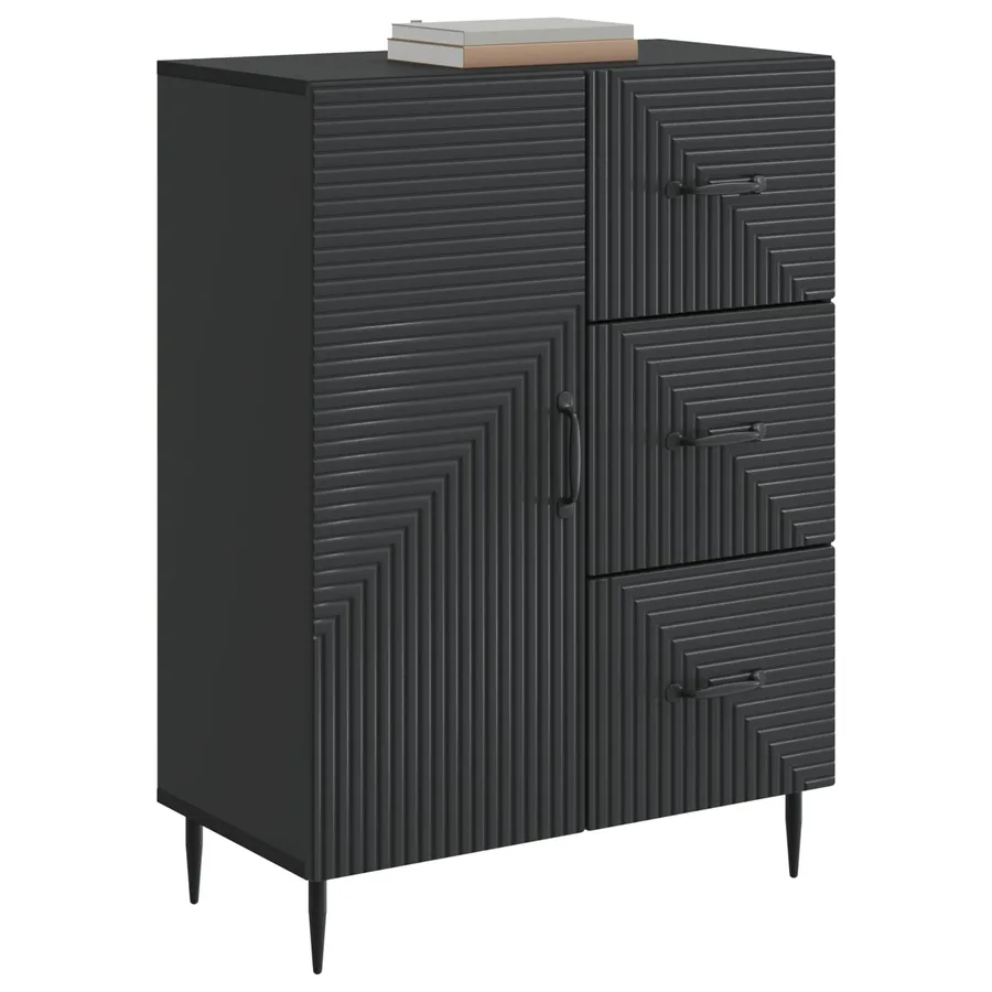 Buffet avec tiroir Noir 66 x 34,5 x 89,5 cm Bois d'ingénierie - 3