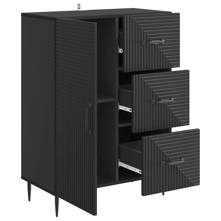 Buffet avec tiroir Noir 66 x 34,5 x 89,5 cm Bois d'ingénierie - 5