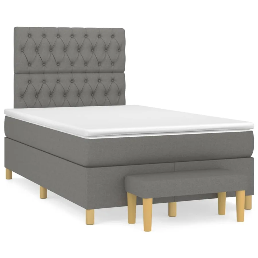 Slatted bed base with mattress Dark grey 120x200 cm Fabric - 2