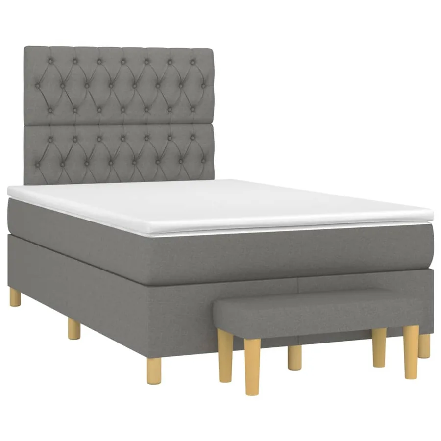Slatted bed base with mattress Dark grey 120x200 cm Fabric - 3