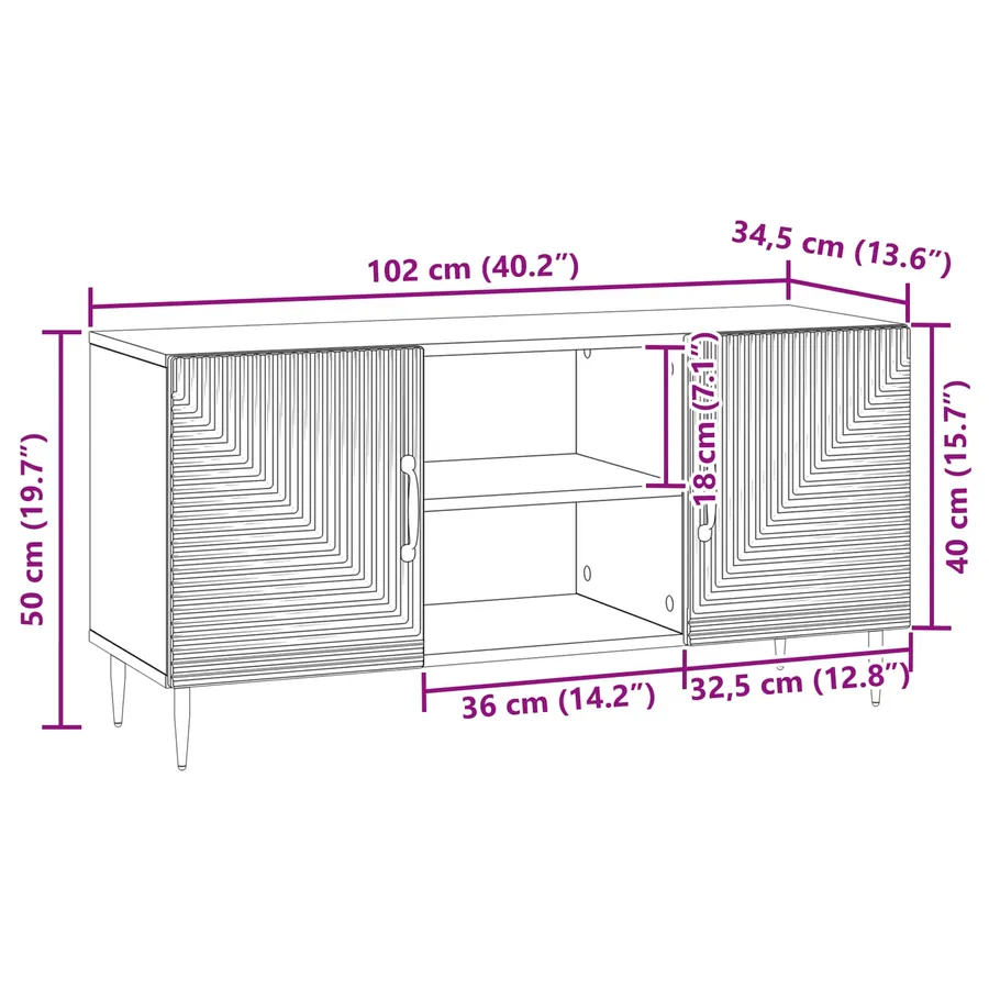 Meuble TV Noir 102 x 34,5 x 50 cm Bois d'ingénierie - 12