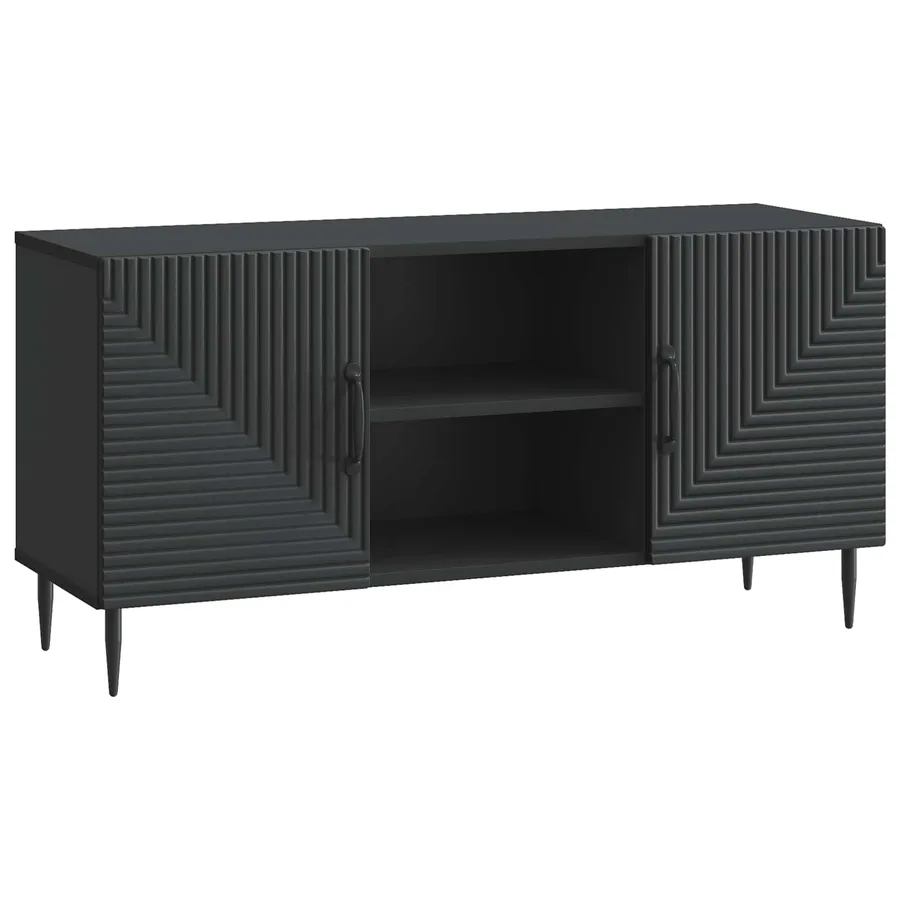 Meuble TV Noir 102 x 34,5 x 50 cm Bois d'ingénierie - 2