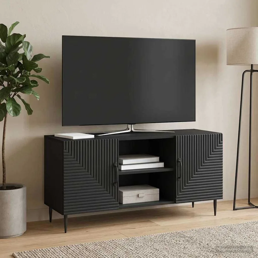 Meuble TV Noir 102 x 34,5 x 50 cm Bois d'ingénierie - 4