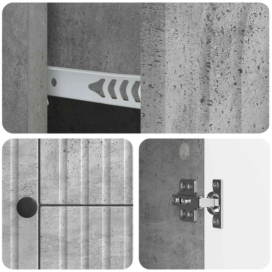 Meuble TV Gris béton 89 x 34,5 x 60 cm Bois d'ingénierie - 9