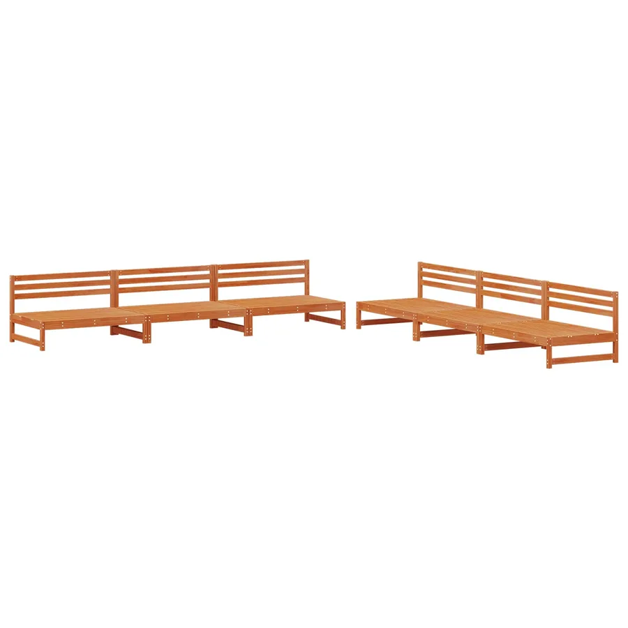 Ensemble de salon de jardin 6 pcs Brun Ciré Pin massif - 3