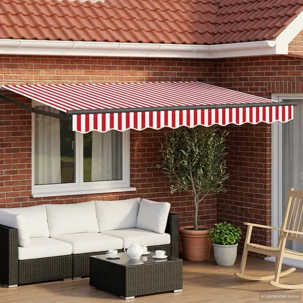 Auvent rétractable électrique Rouge et blanc 3 x 2,5 m