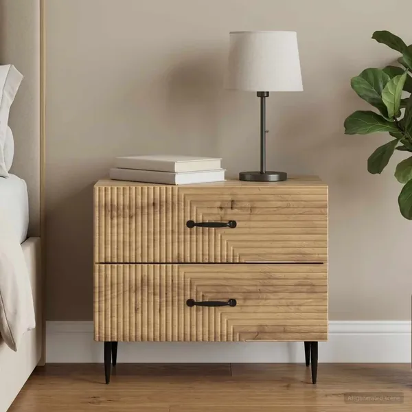 Cabinet de chevet Chêne artisanal 62 x 34,5 x 47,5 cm