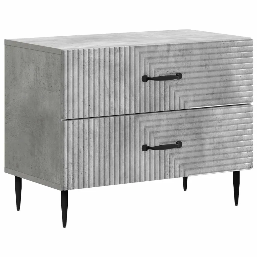 Cabinet de chevet avec tiroir Gris béton 62 x 34,5 x 47,5 cm - 2