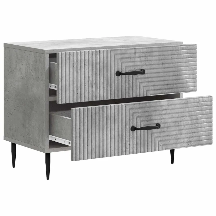 Cabinet de chevet avec tiroir Gris béton 62 x 34,5 x 47,5 cm - 4