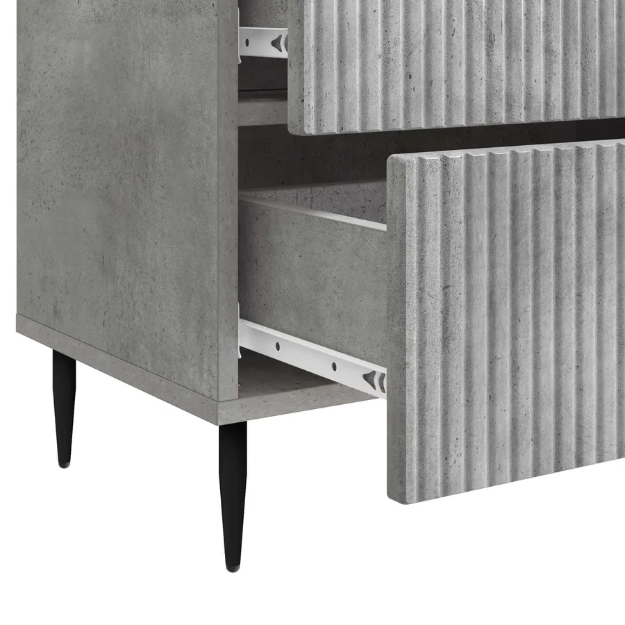 Cabinet de chevet avec tiroir Gris béton 62 x 34,5 x 47,5 cm - 9