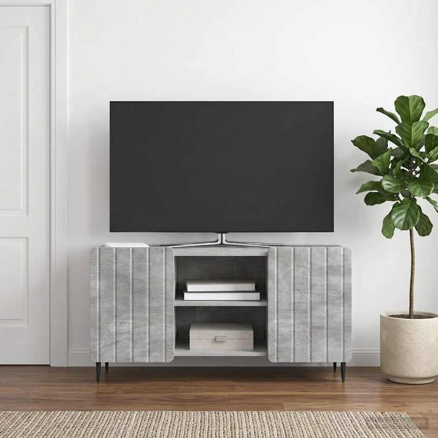 Meuble TV Gris béton 102 x 34,5 x 52 cm Bois d'ingénierie