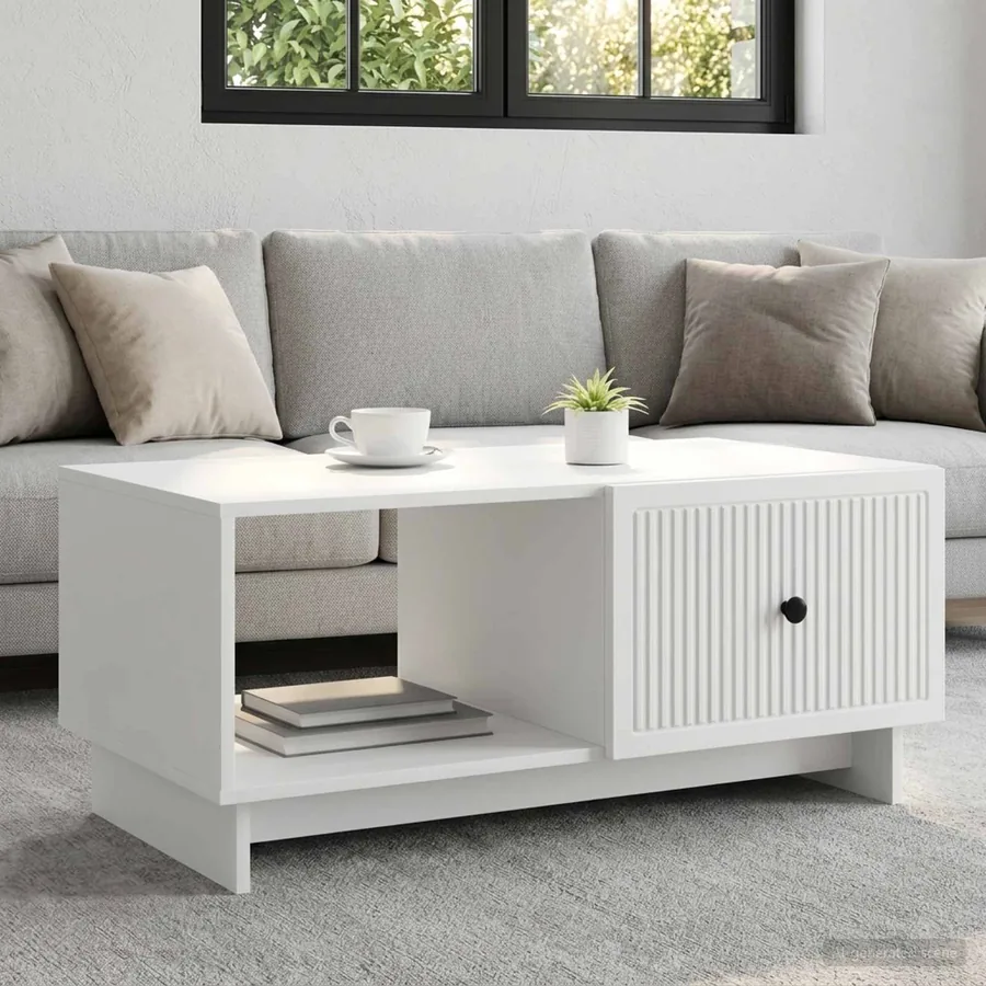 Table basse Blanc 90 x 50 x 40 cm Bois d'ingénierie