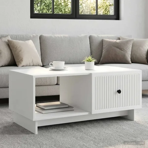 Table basse Blanc 90 x 50 x 40 cm Bois d'ingénierie