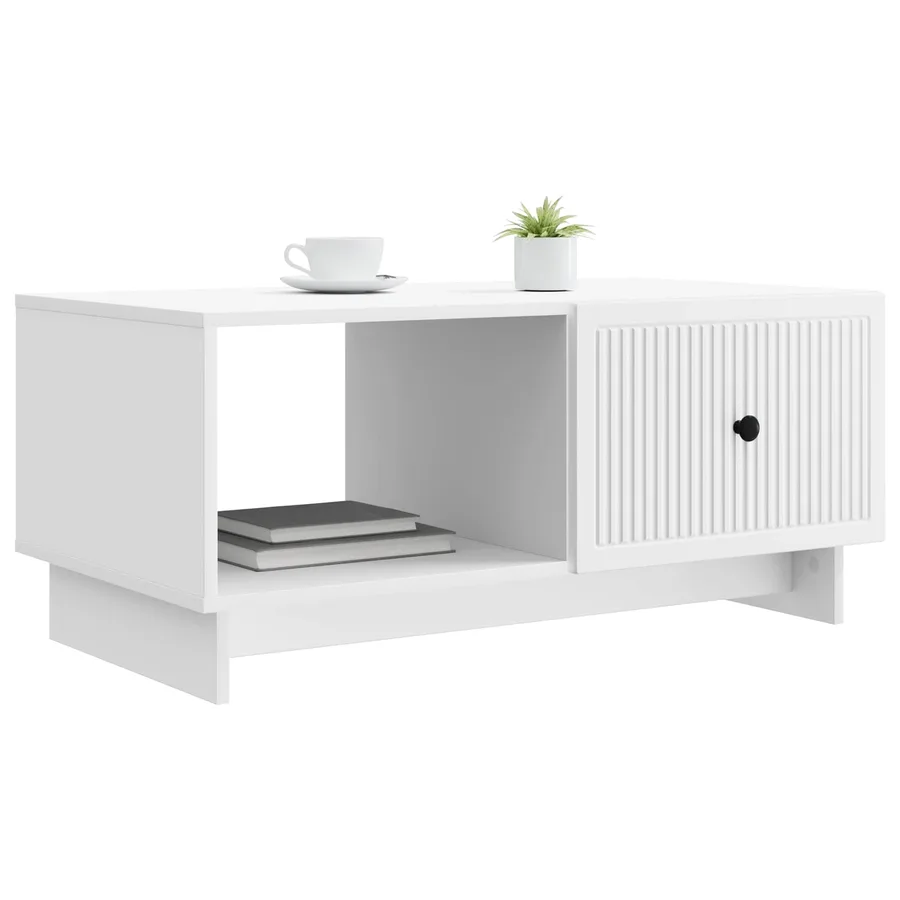 Table basse Blanc 90 x 50 x 40 cm Bois d'ingénierie - 3