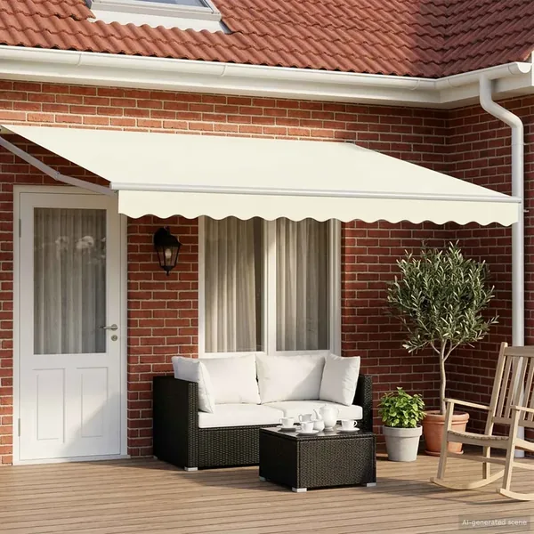 Auvent rétractable électrique Crème et Blanc 4 × 3 m