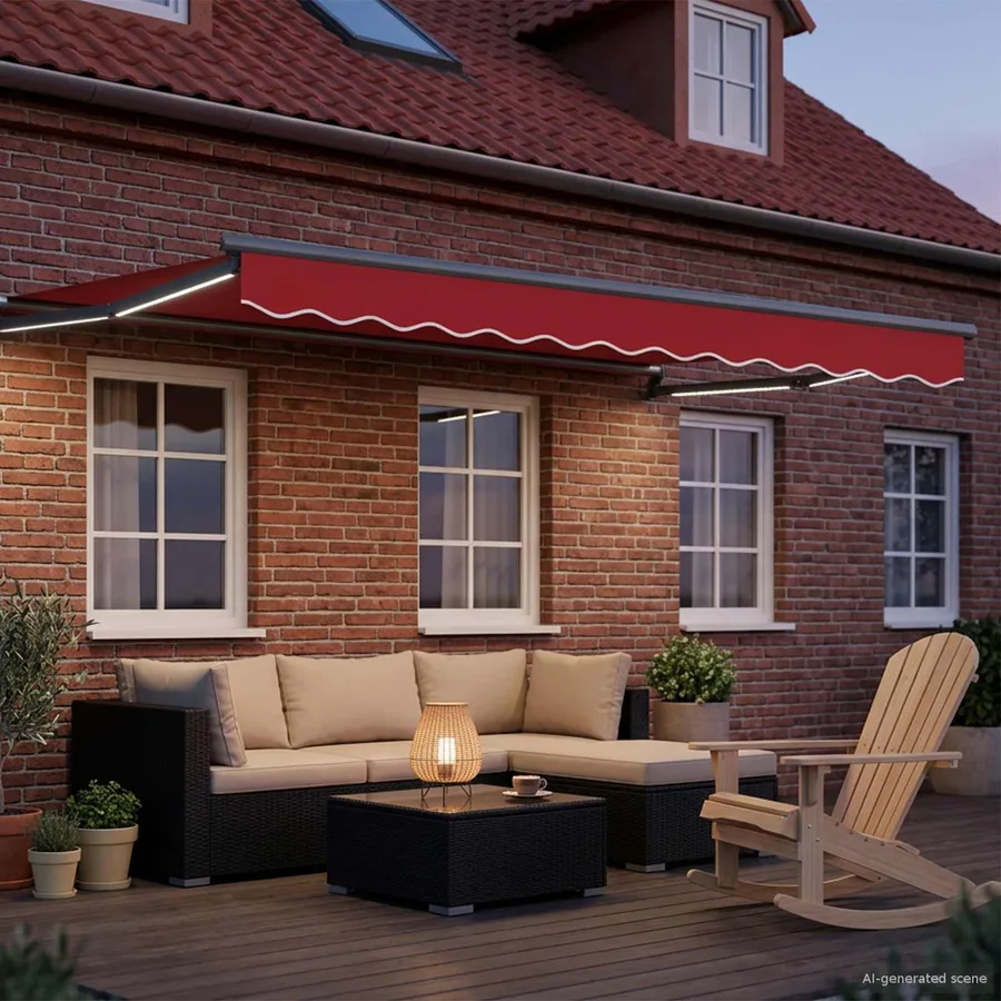 Auvent rétractable électrique Rouge 3,5 x 2,5 m - 3