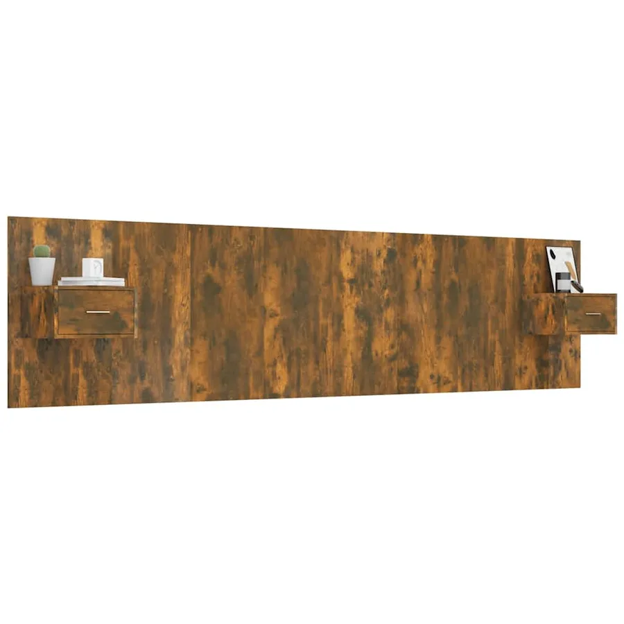 Headboard with cabinets Smoked oak Engineered wood - 3