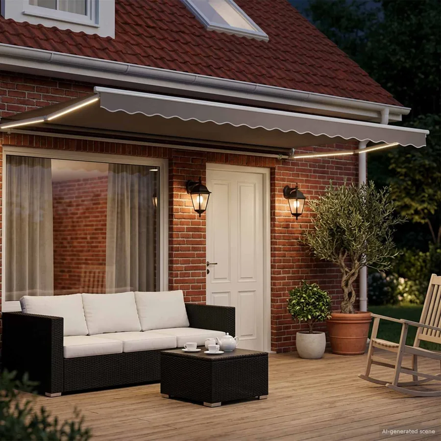 Cadre de store rétractable électrique Blanc 4,5 × 3 m Aluminium - 3