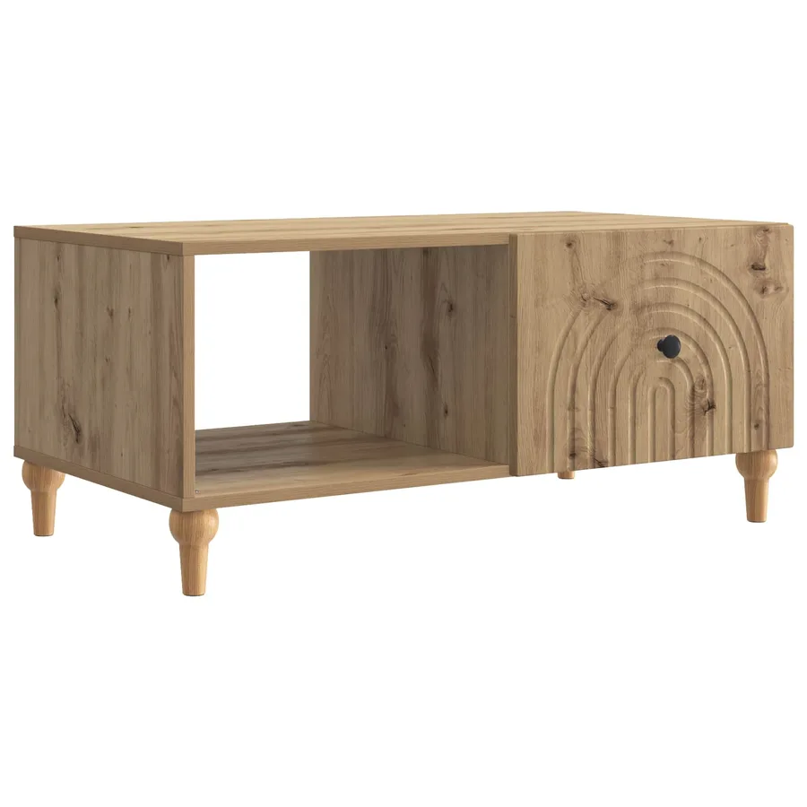 Table basse Chêne artisanal 90 x 50 x 40 cm Bois d'ingénierie - 2