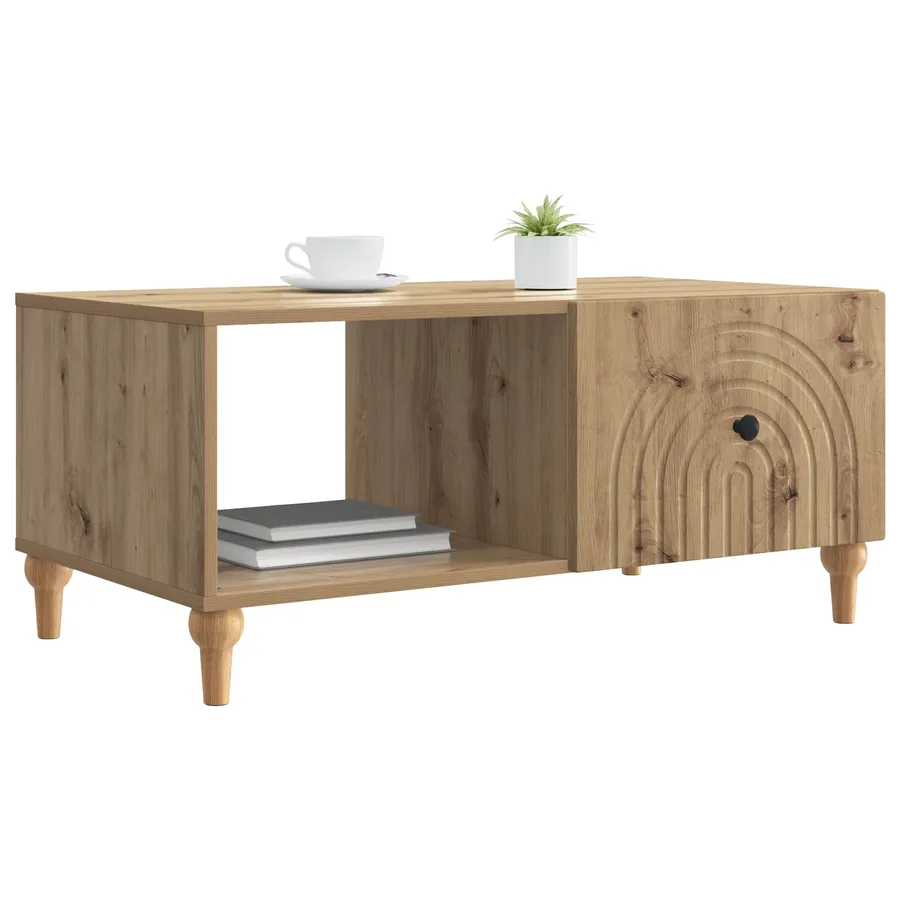 Table basse Chêne artisanal 90 x 50 x 40 cm Bois d'ingénierie - 3