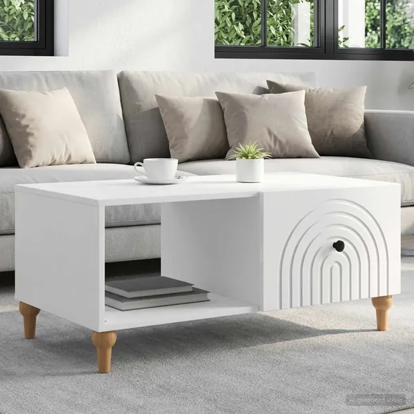 Table basse Blanc brillant 90 x 50 x 40 cm Bois d'ingénierie